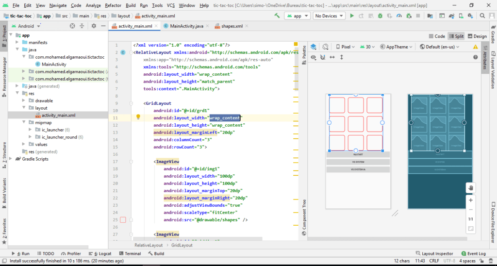 Android Studio Tic Tac Toe game