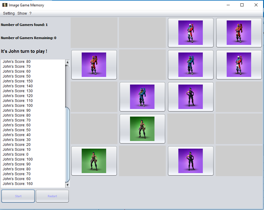 Image game memory java